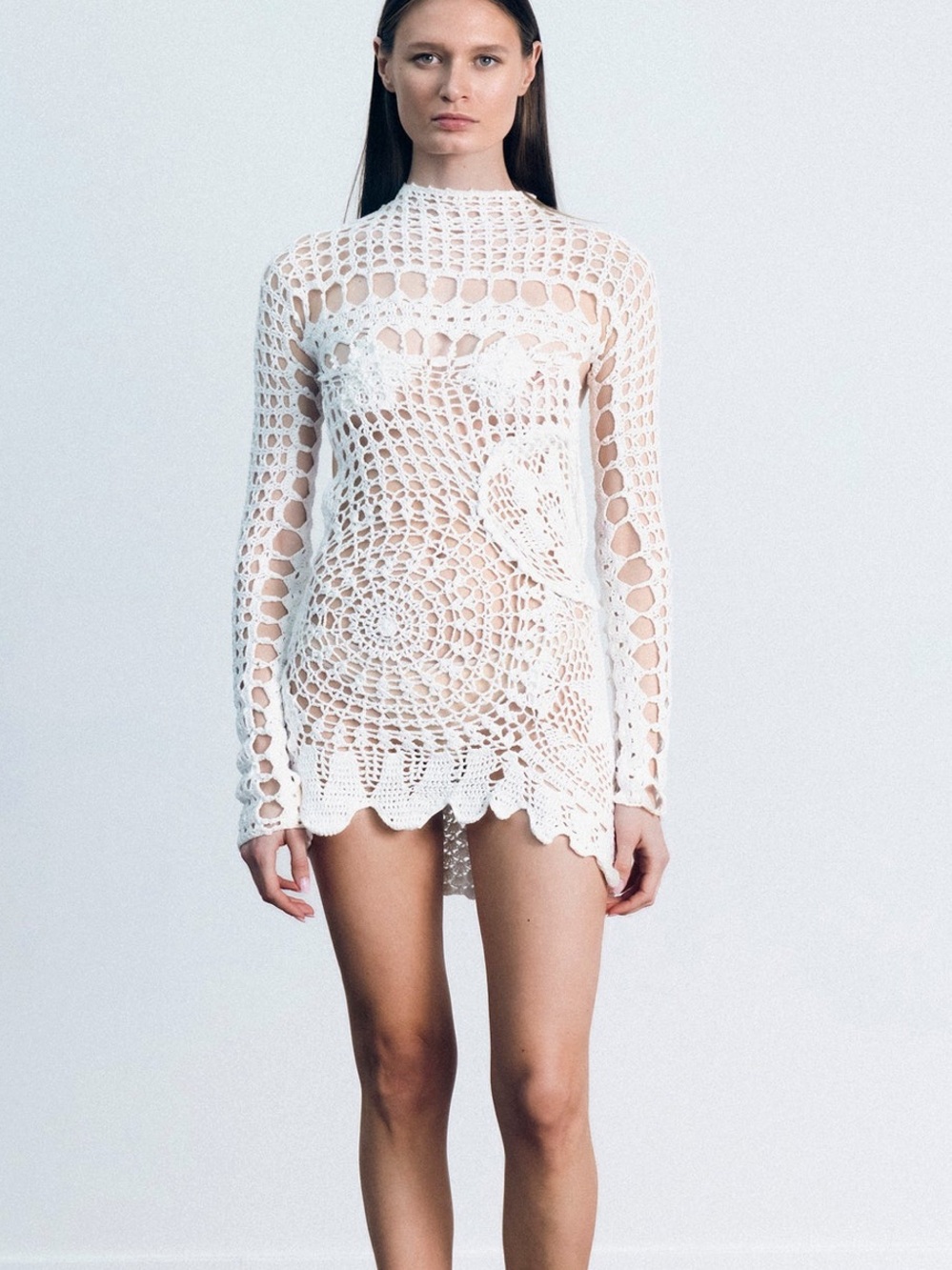 KETTEL ATELIER Clara Crochet Dress in Off White